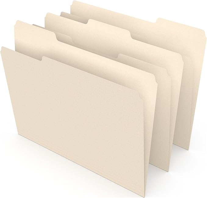 Staples File Folders, Letter Size, 1/3‑Cut Tabs, Durable Paper Stock by Staples