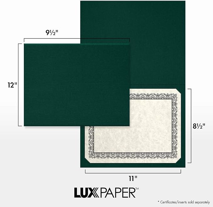 LUXPaper 9.5" x 12" Certificate Holders | Green Linen | 100lb. Cover | 250 Qty - Image 4