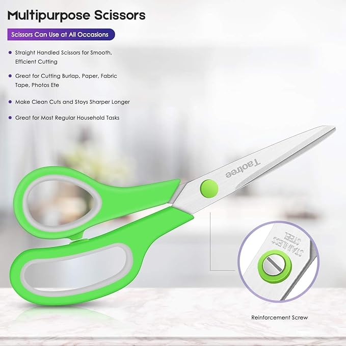 Scissors Bulk Set of 6-Pack, Taotree 8"Scissors All Purpose Heavy Duty | Sharp - Image 5