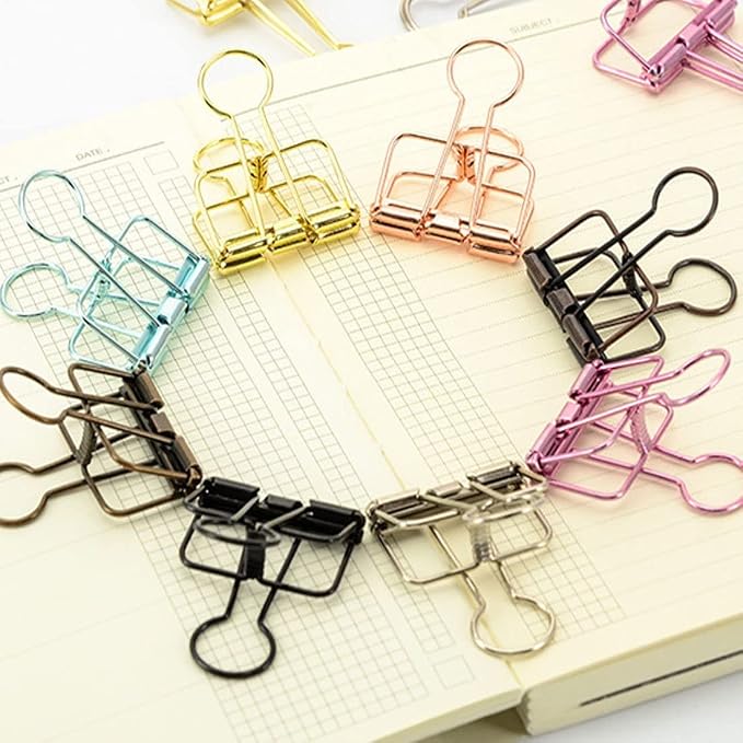 Hollow Out Paper Binder Clip Invoice Bill Clip Office Supplies Pack of 10 - Image 5