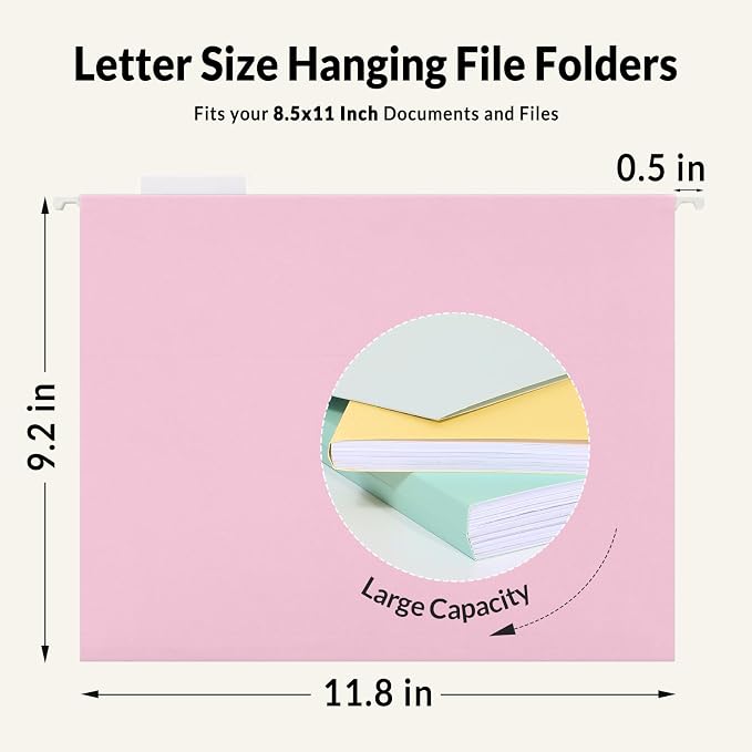 SUNEE Hanging File Folders, 50 Pack Letter Size Hanging File Folders - Image 5