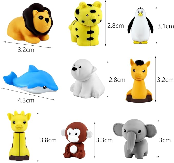 URSKYTOUS 111Pcs Animal Erasers Desk Pets - Image 7