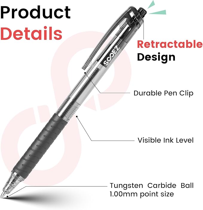 Sooez 40 Pack Bulk Pens Ballpoint, Smooth Writing Pens - Image 3