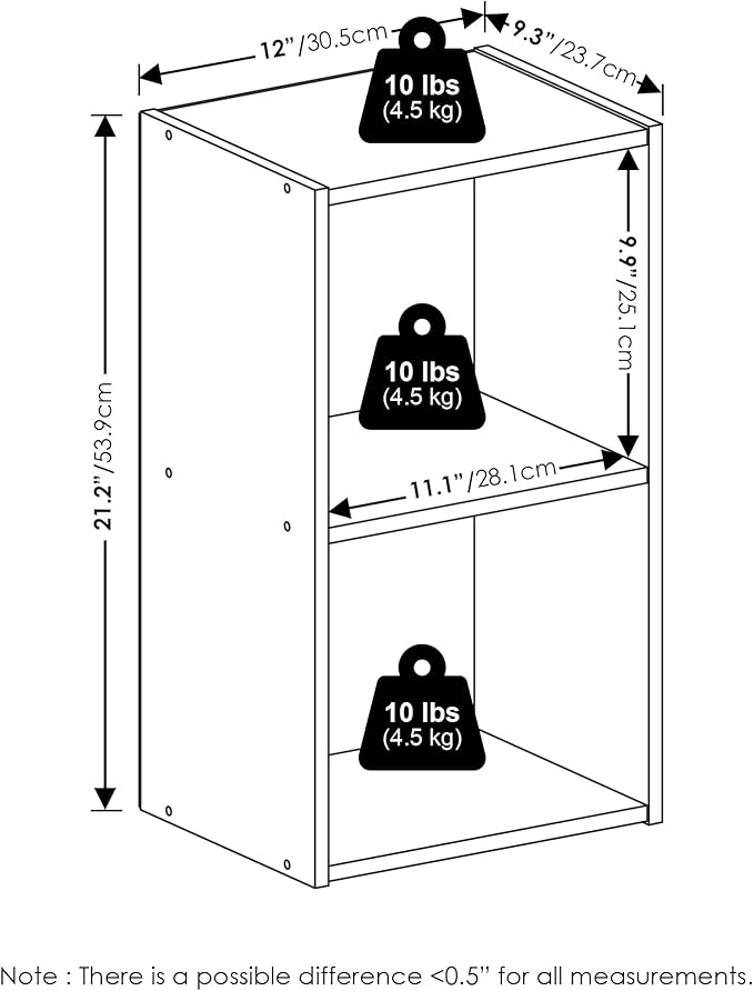 Furinno PASIR Book Shelf, 2-Tier Modern Bookshelf, Open Shelves Bookcase 9 x 12 - Image 2