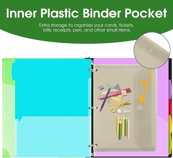 INFUN 1 Inch Telescoping Project Organizer Binder-2PCS, 13 Pocket, Customizable - Image 5
