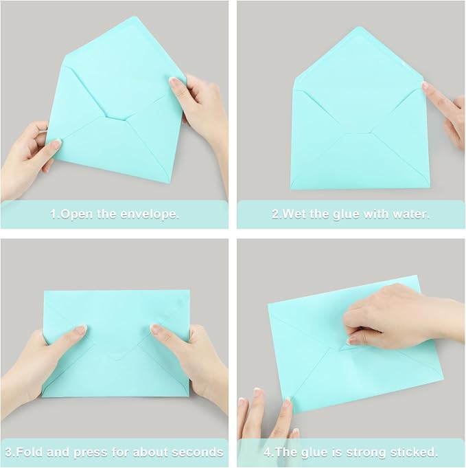 100 Pack A7 Envelopes, Light Blue Greeting Card Envelopes Self Seal, 5.24 x - Image 6