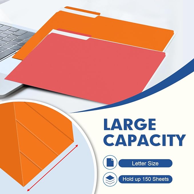 File Folder, PANDRI 120 Pack Colored File Folder, 1/3 Cut Tab, Letter Size - Image 5