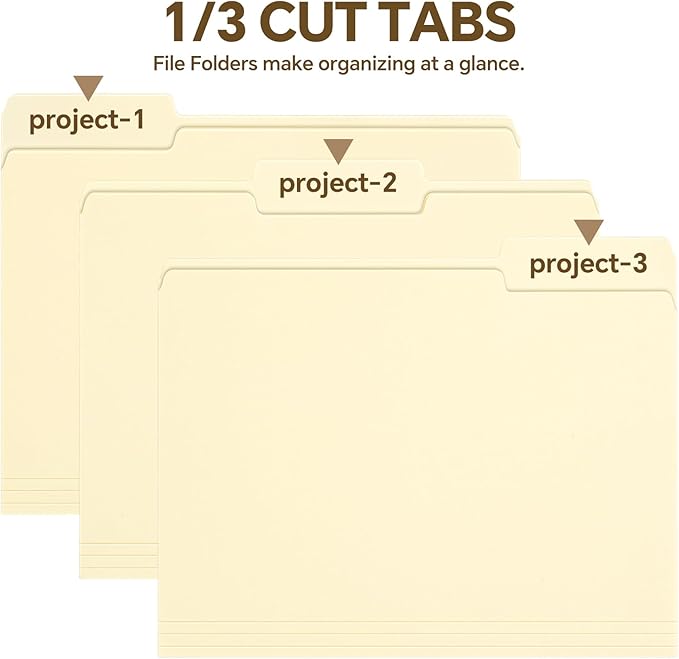 File Folders, 21 Pack Manilla Folders 8.5x11, 1/3 Cut Tabs Manila File Folders - Image 3