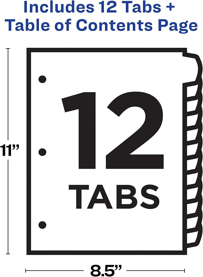 Avery Dividers for 3 Ring Binders, 12 Tabs per Set, Customizable Table of - Image 4