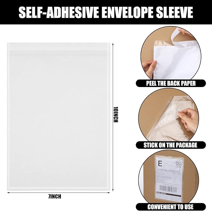 Geetery 500 Pcs 7"x10" Packing List Envelopes Clear Self-Adhesive Shipping - Image 2