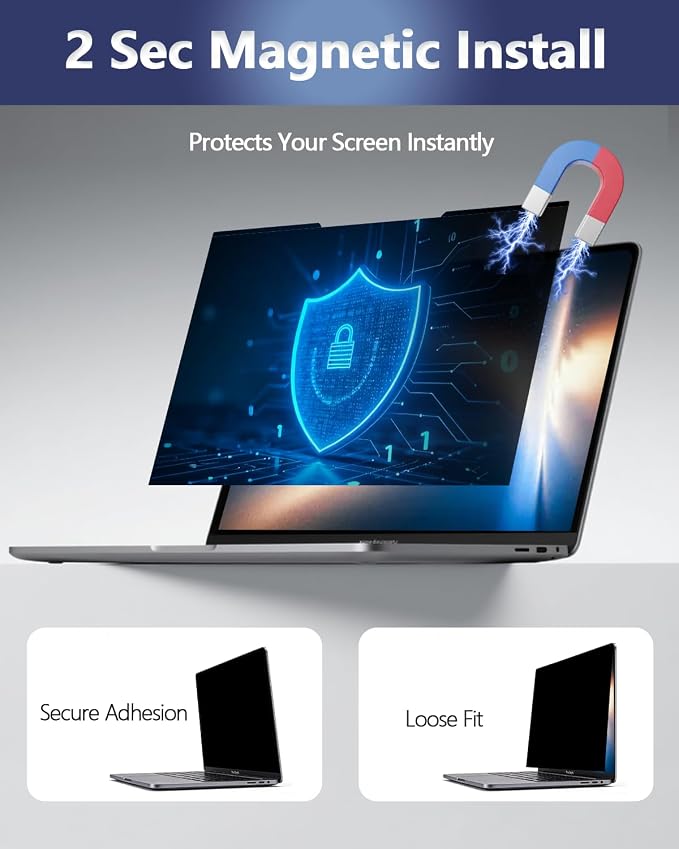 Magnetic Laptop Privacy Screen for 15.6 Inch 16:9, that Screen Size is 13.60 in - Image 5