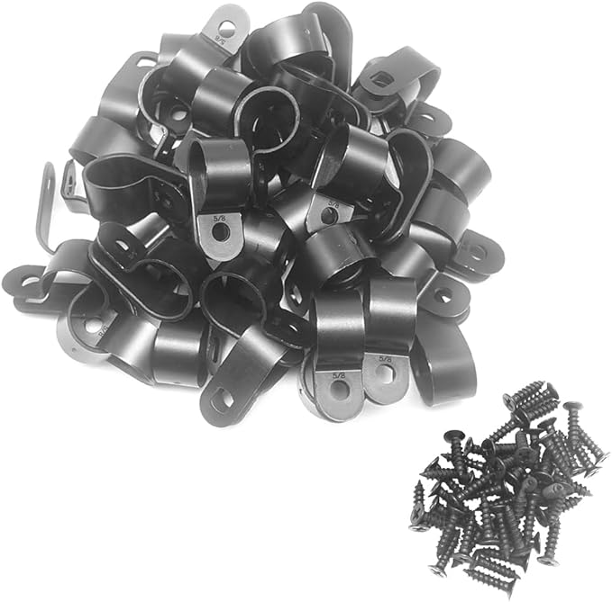 Cable Clamp R-Type Cable Clip Wire Clamp 5/8 inch Nylon Screw Mounting Cord by Alamic