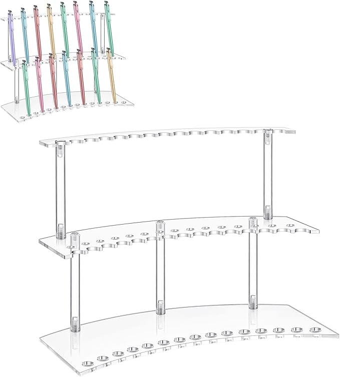 Zourane Acrylic Pen Display Stand, 2-Tier 30 Slot 1.3cm Wide Pen Holder by Unknown