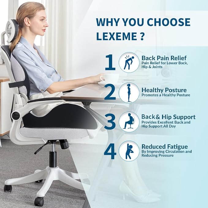 X Large Memory Foam Seat Cushion Lumbar Support Pillow - Image 2