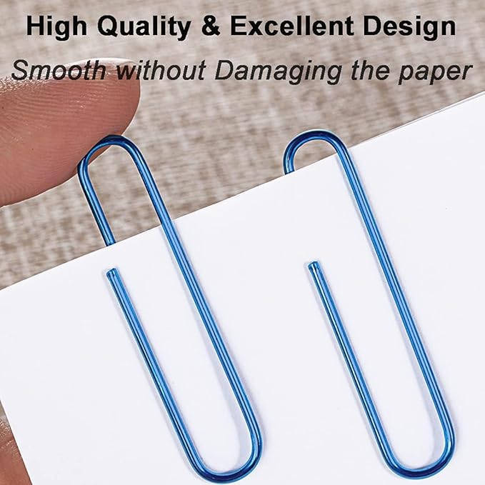 Vinaco Blue Paper Clips, 1.3" & 2" Paper Clips, Durable & Rustproof - Image 4