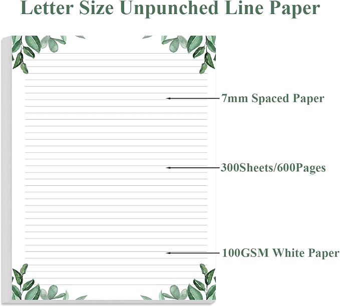 Stationery Lined Paper, Letter Size Unpunched Ruled Filler Paper, 300Sheets / - Image 2