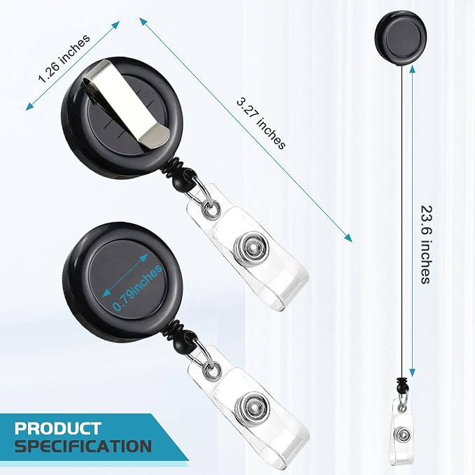 50 Pack Retractable Name Badge Holder Reel - Image 3