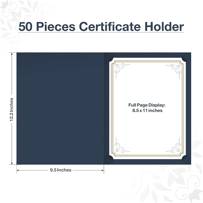 BELLE KR® Blue Certificate Holders 8.5 x 11, Cardstock and Documents - Image 3