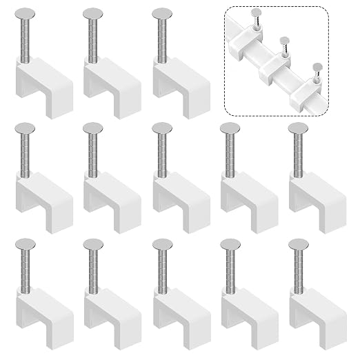Easytle 200 Pcs 8mm Cable Clips Nail in Flat Ethernet Cable Wall Clips by Easytle