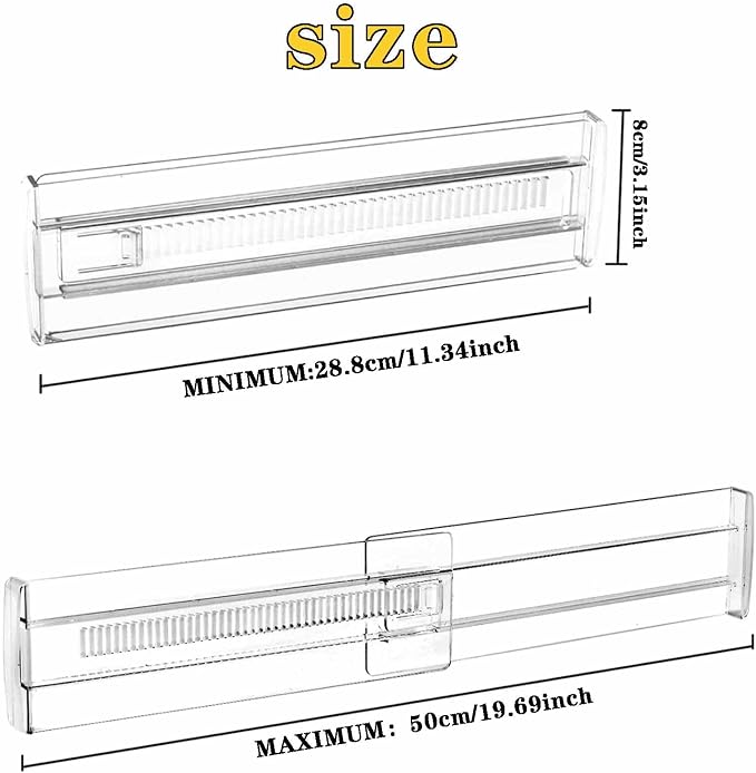 12 Pcs Drawer Dividers for Clothes, 3.15" High 11.34"-19.69" Adjustable - Image 5