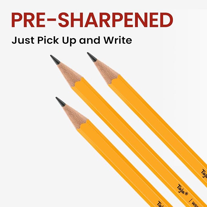 Taja 300 Pack #2 HB Pencils, Bulk Pre-Sharpened Wood-Cased Pencils - Image 3