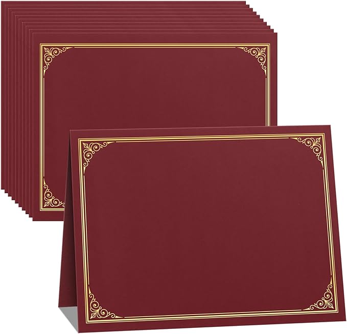 SUNEE 10 Packs Burgundy Certificate Holders, by SUNEE