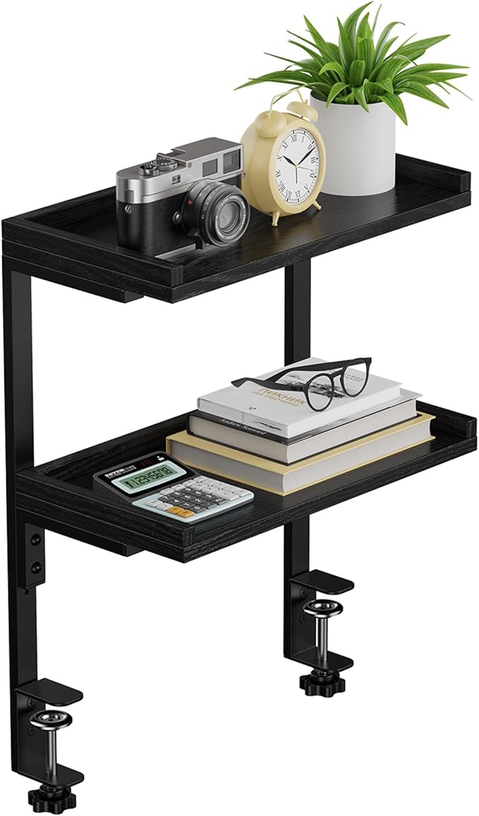 Clamp On Desk Shelf 2-Tier, 12.5 inche Wood Shelving Unit by ART-GIFTREE