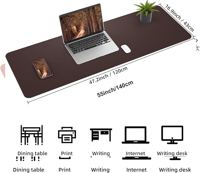 AFIING Cork Desk Mat 55" x 17", Dual-Sided Natural Cork & PU Leather Desk Pad - Image 2
