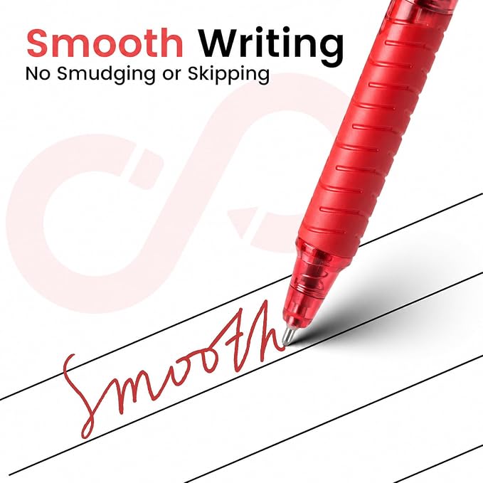 Sooez 12 Pack Bulk Pens Ballpoint, Retractable Red Ink Pens, Smooth Writing Pens - Image 2