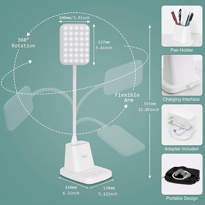 Upgraded LED Desk Lamp with Wireless Charger, 3 Color Modes, CRI 85, 800 Lumen - Image 6