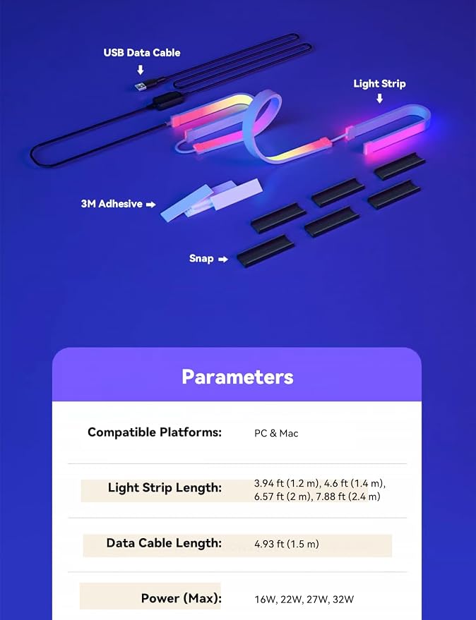 RGB Backlight LED Strip Light for PC & Mac, Sync - Image 9