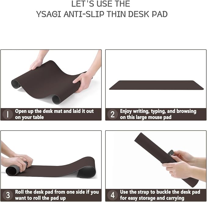 YSAGi Non-Slip Leather Desk Pad, Waterproof Laptop Computer Desk Keyboard Mat - Image 6