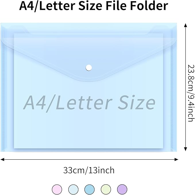 EOOUT 5pcs Plastic Envelopes Folders, Plastic Poly Folders - Image 2