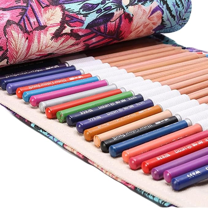 DIYOMR 12/24/36/72 Slots Pencil Wrap Pencil Rolls, Artist Colored Pencils Roll - Image 4