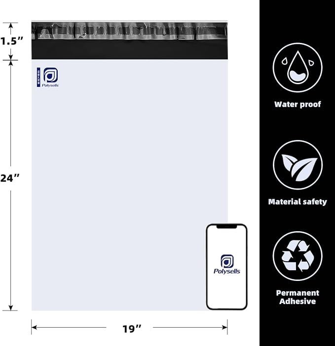POLYSELLS 50 pcs 19x24 Inches White Poly Mailers Shipping Envelopes, Strong - Image 2