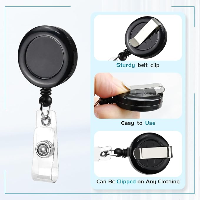 100 Pack Retractable Name Badge Holder Reel - Image 3