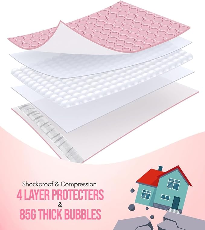 GSSUSA Light Pink Bubble Mailers 8.5X12 Inches 500 Pack, Padded Poly Bubble - Image 6
