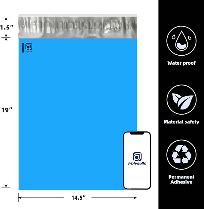 POLYSELLS 1000 pcs 14.5x19 Inches Blue Poly Mailers Shipping Envelopes - Image 2