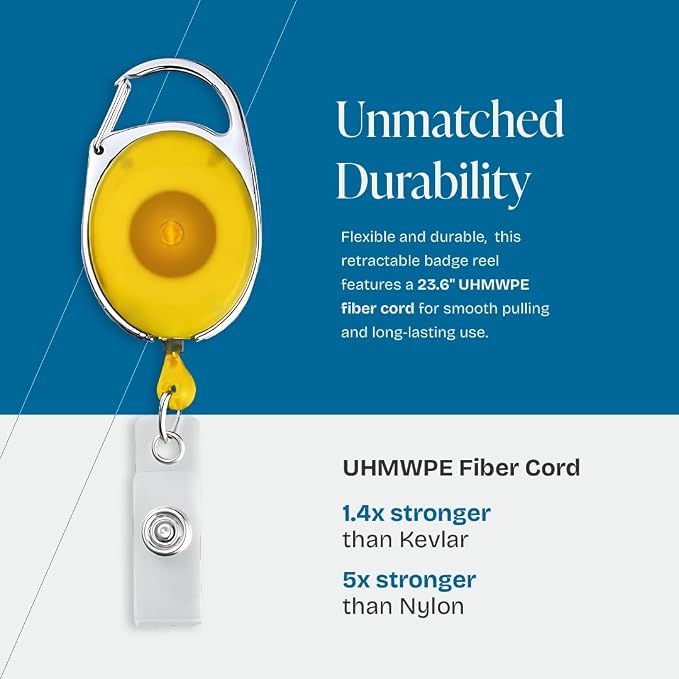 2 Pack Id Badge Holder With Clip – Transparent Yellow Badge Reels with Id - Image 2