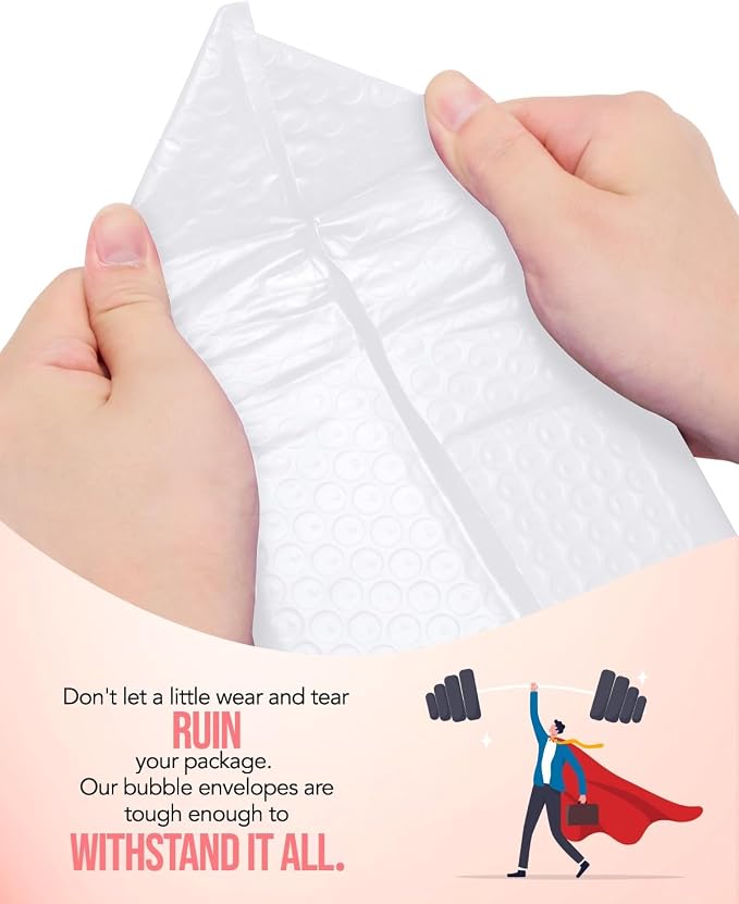 GSSUSA White Bubble Mailers 6X10 Inches 500 Pack, Padded Poly Bubble Mailer - Image 6