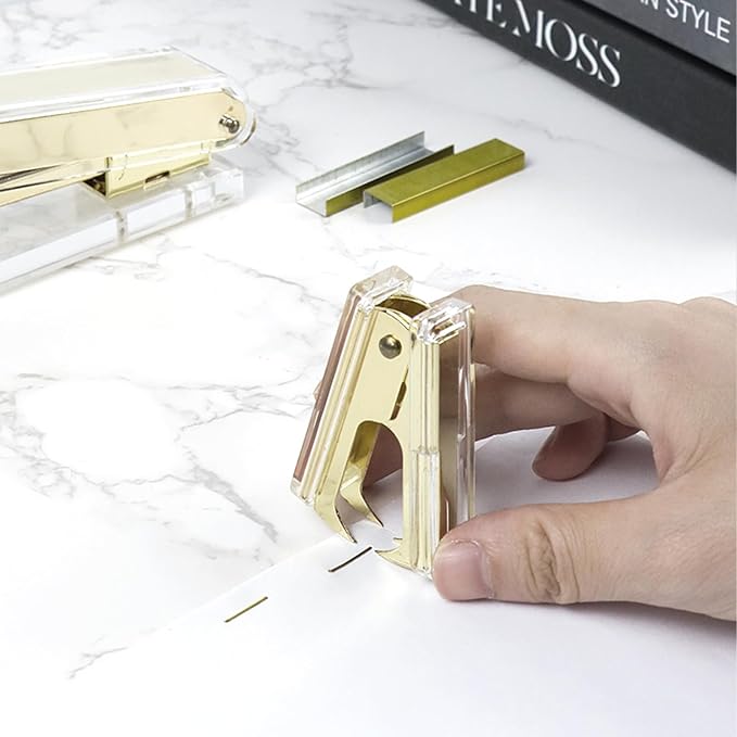 NatSumeBasics Clear Staple Remover Pure Gold Stapler Remover Cute Yellow Puller - Image 3