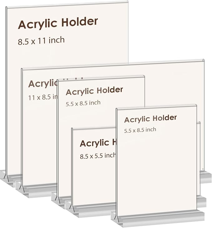 newnewshow Acrylic Sign Holder 8.5x5.5 Inch 3 Pack Horizontal T Shape - Image 5