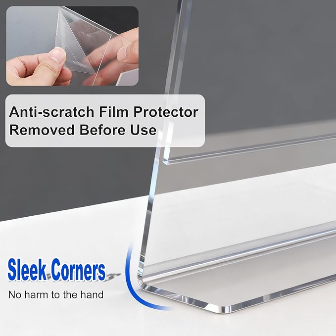 Acrylic Sign Holder 4 x 6 Horizontal, L-Shape Clear Plastic Display Stand - Image 4