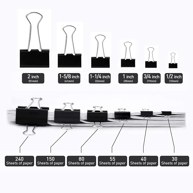 Extra Large Binder Clips, 48 Pack, 2 Inch, Standard 51mm, Capacity 0.86 Inch - Image 3
