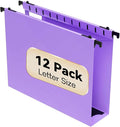 Extra Capacity Plastic Hanging File Folder Letter Size, 12 Pack Reinforced Hang by NORDUN