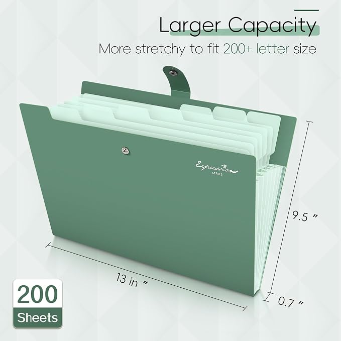 Sooez Elegant Accordion File Organizer, 8 Pocket Expanding File Folders - Image 3