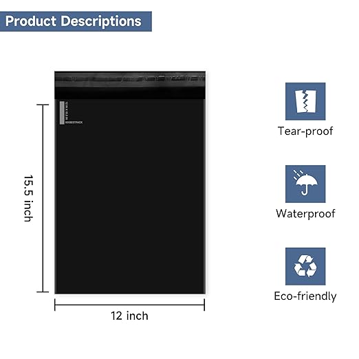 KKBESTPACK 100 Pcs 12x15.5 Poly Mailer Envelopes Shipping Bags Self Adhesive - Image 2