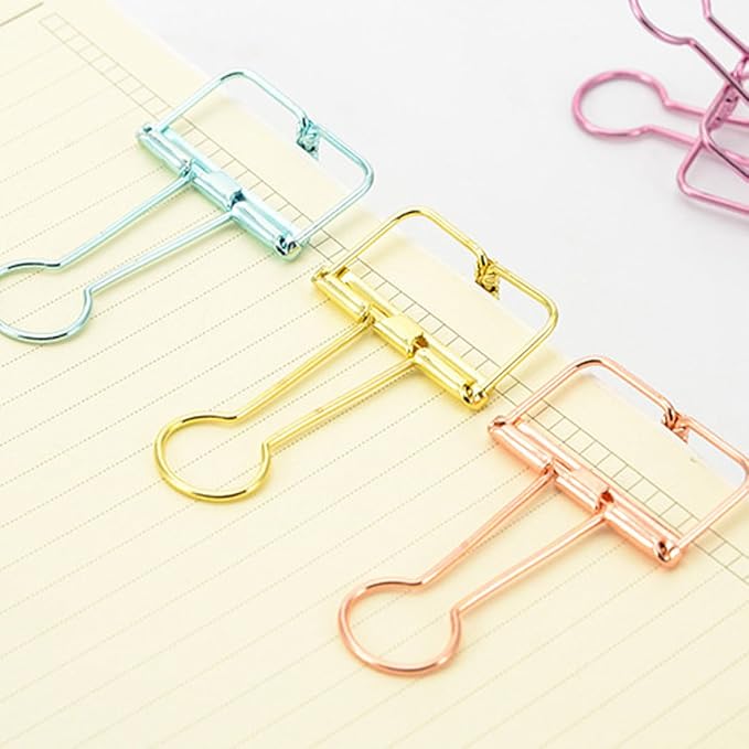 Hollow Out Paper Binder Clip Invoice Bill Clip Office Supplies Pack of 10 - Image 4
