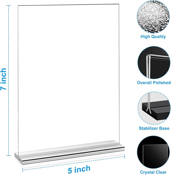 EHWINE 10 Pack Acrylic Sign Holders 5x7 Double-Sided Tabletop Display Stands - Image 3