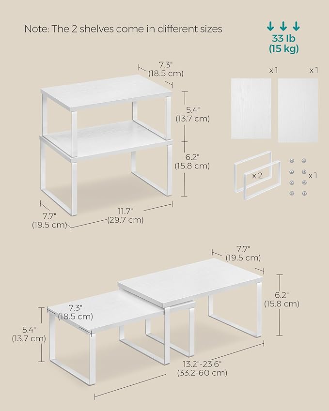 SONGMICS Cabinet Organizer Shelf, Kitchen Storage, Spice Rack, Expandable - Image 5